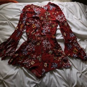 Red Floral Romper Size Medium
